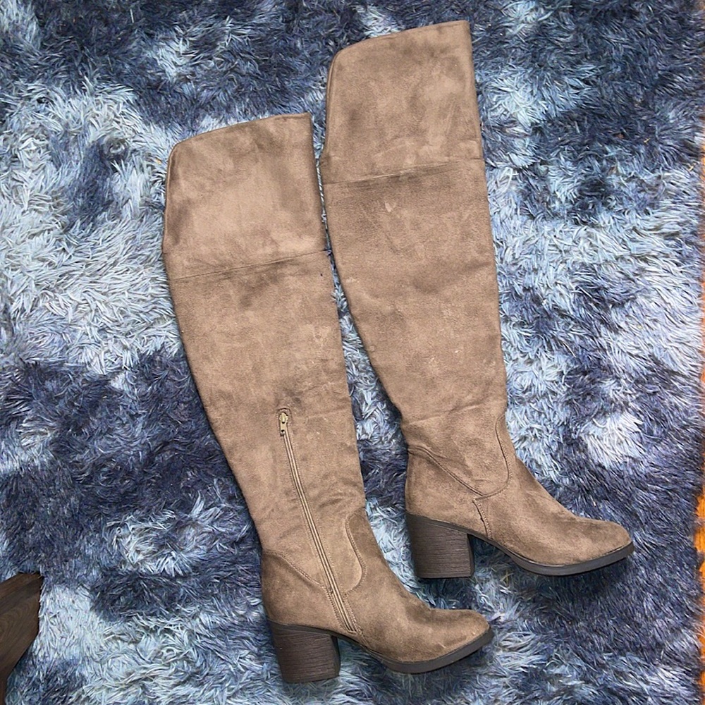 JGshoes | Brown suede over the knee boots